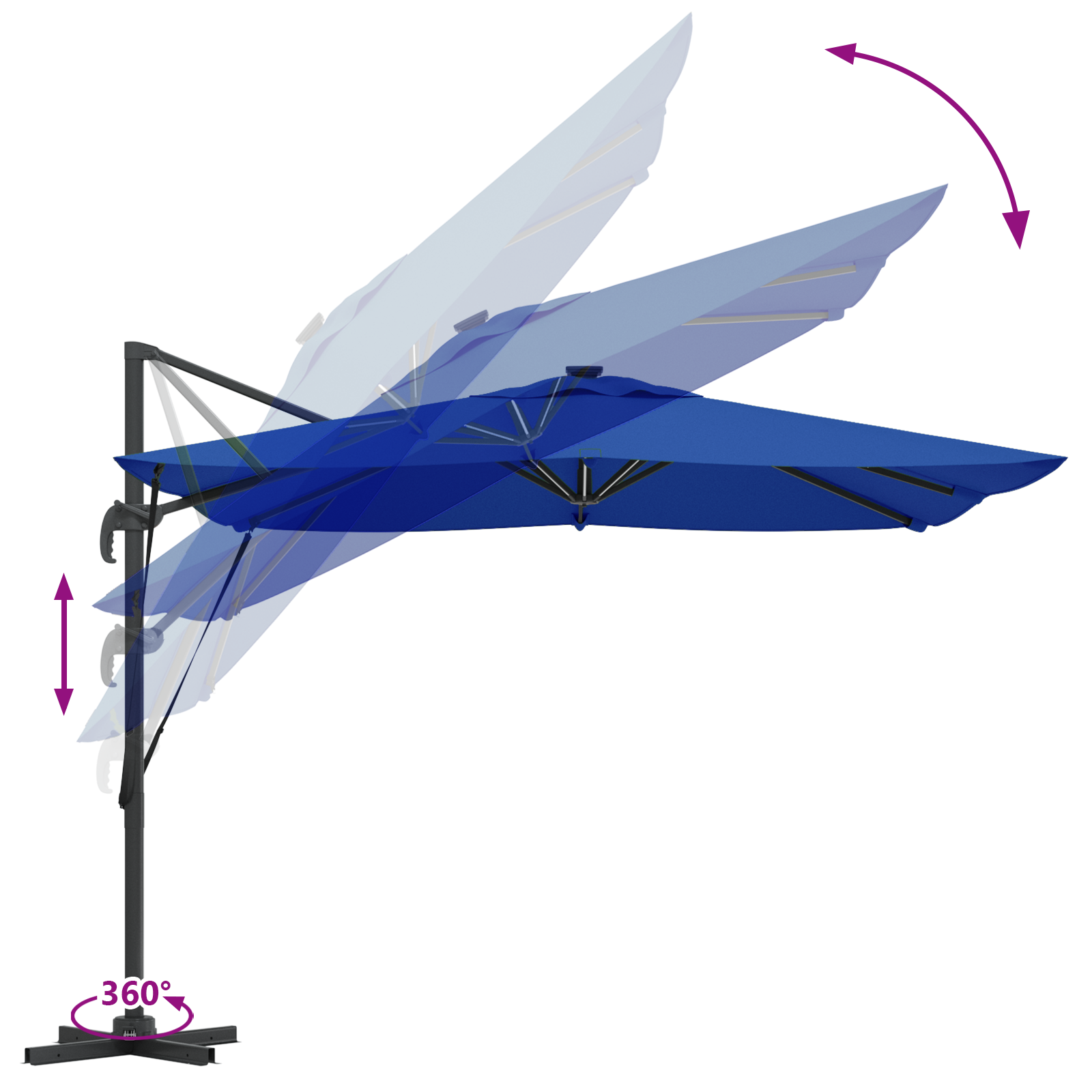 Parasol Azure Blauw 286 x 284 x 270 cm Aluminium en Polyester image 12