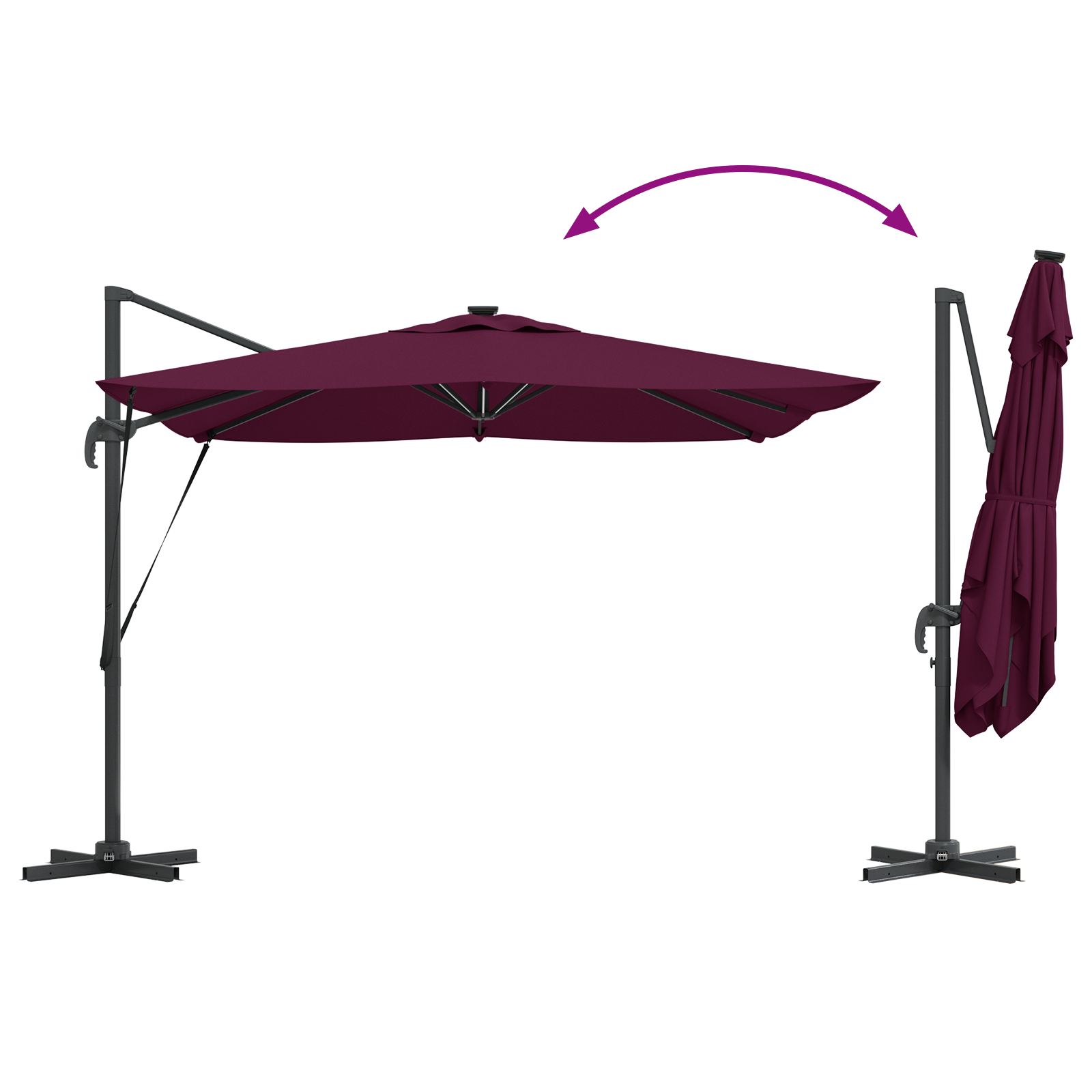 Parasol Bordeaux Rood 286 x 284 x 270 cm Aluminium en Polyester image 13