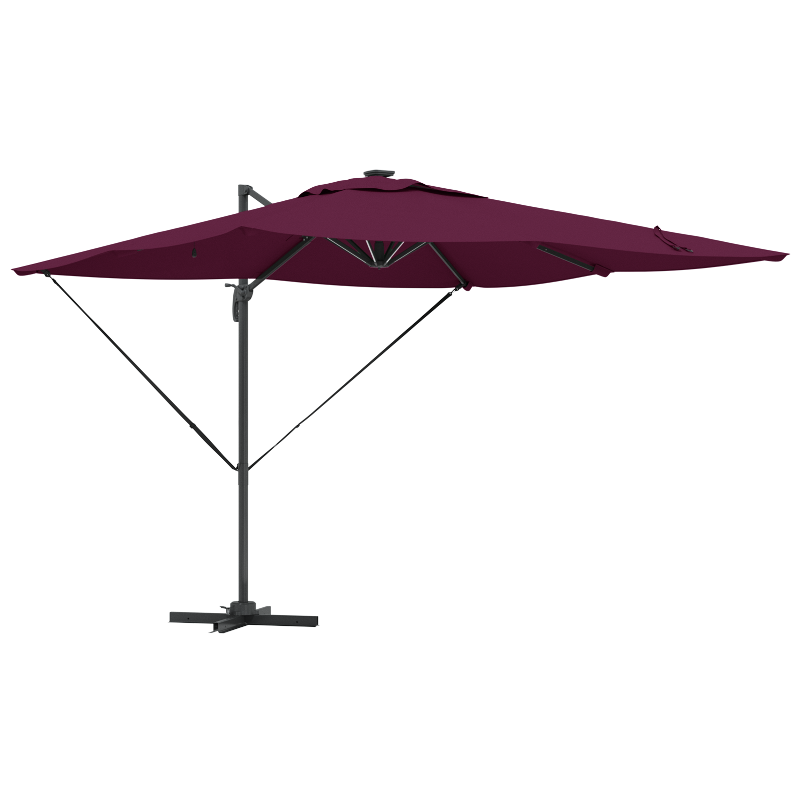 Cantilever Roma Parasol with LEDs Bordeaux Red 286x285x270 cm Aluminium - Image 2