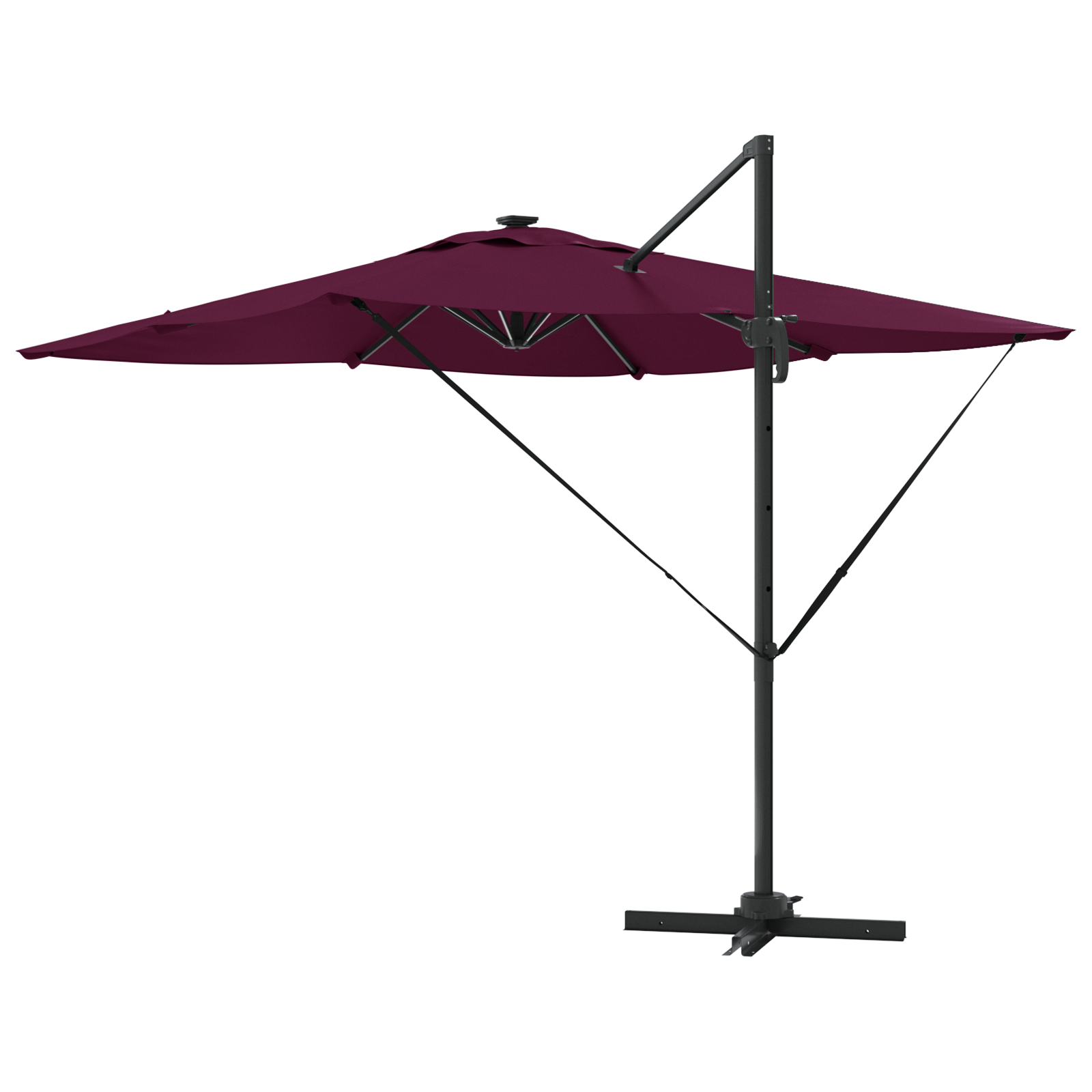 Cantilever Roma Parasol with LEDs Bordeaux Red 286x285x270 cm Aluminium - Image 7