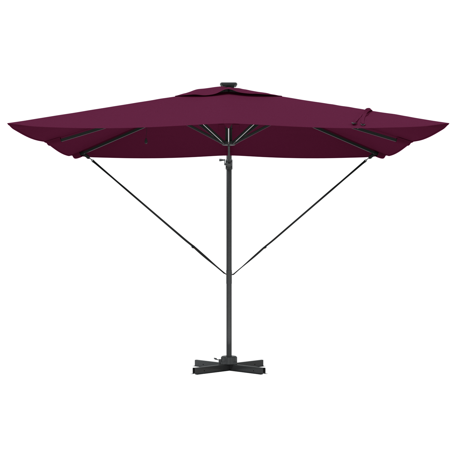 Cantilever Roma Parasol with LEDs Bordeaux Red 286x285x270 cm Aluminium - Image 5