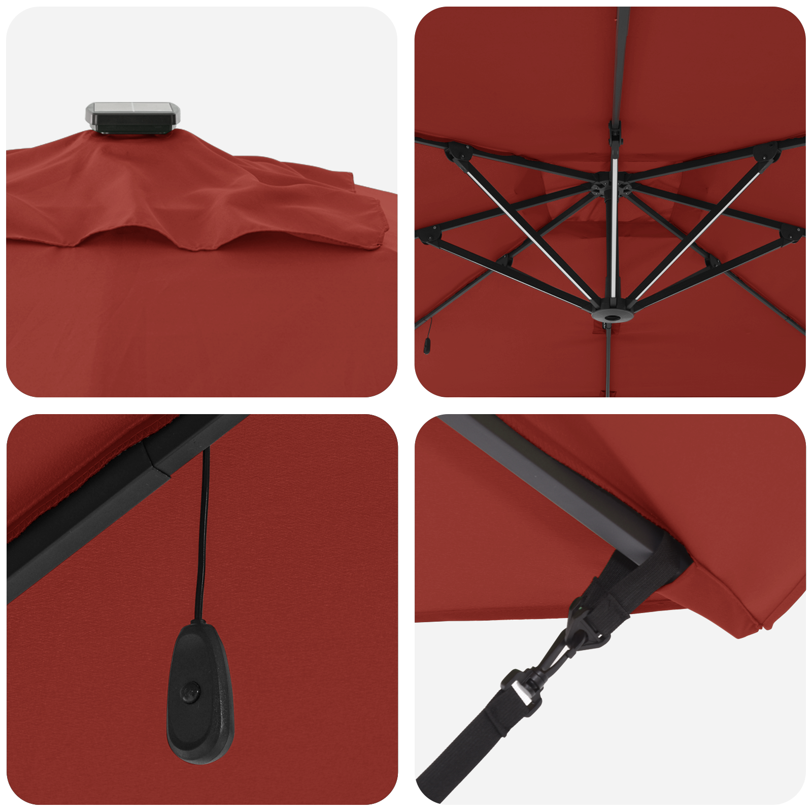 Cantilever Roma Parasol with LEDs Terracotta 286x285x270 cm Aluminium - Image 8