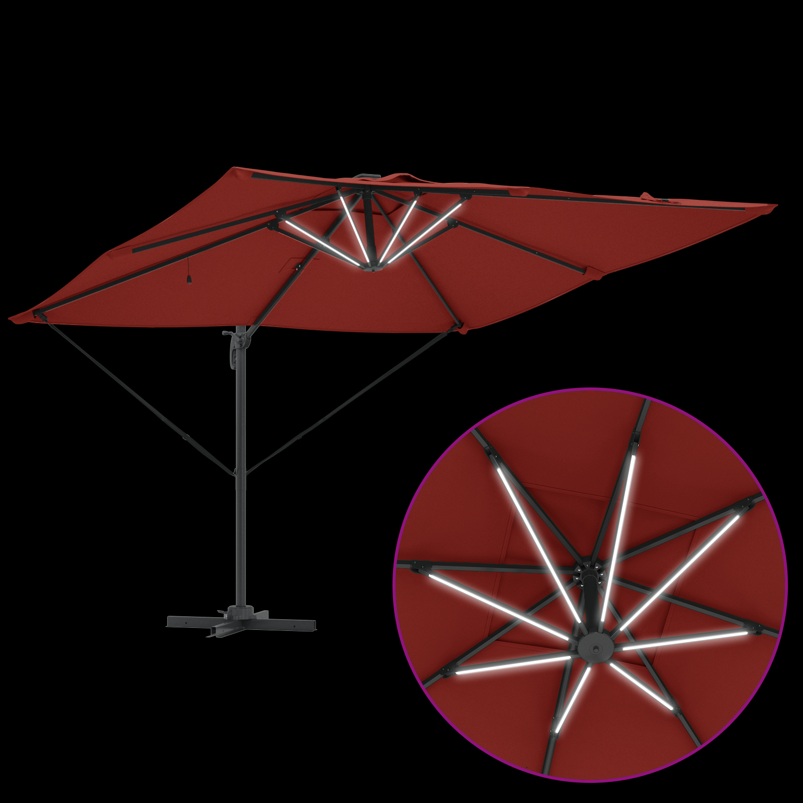 Cantilever Roma Parasol with LEDs Terracotta 286x285x270 cm Aluminium - Image 10