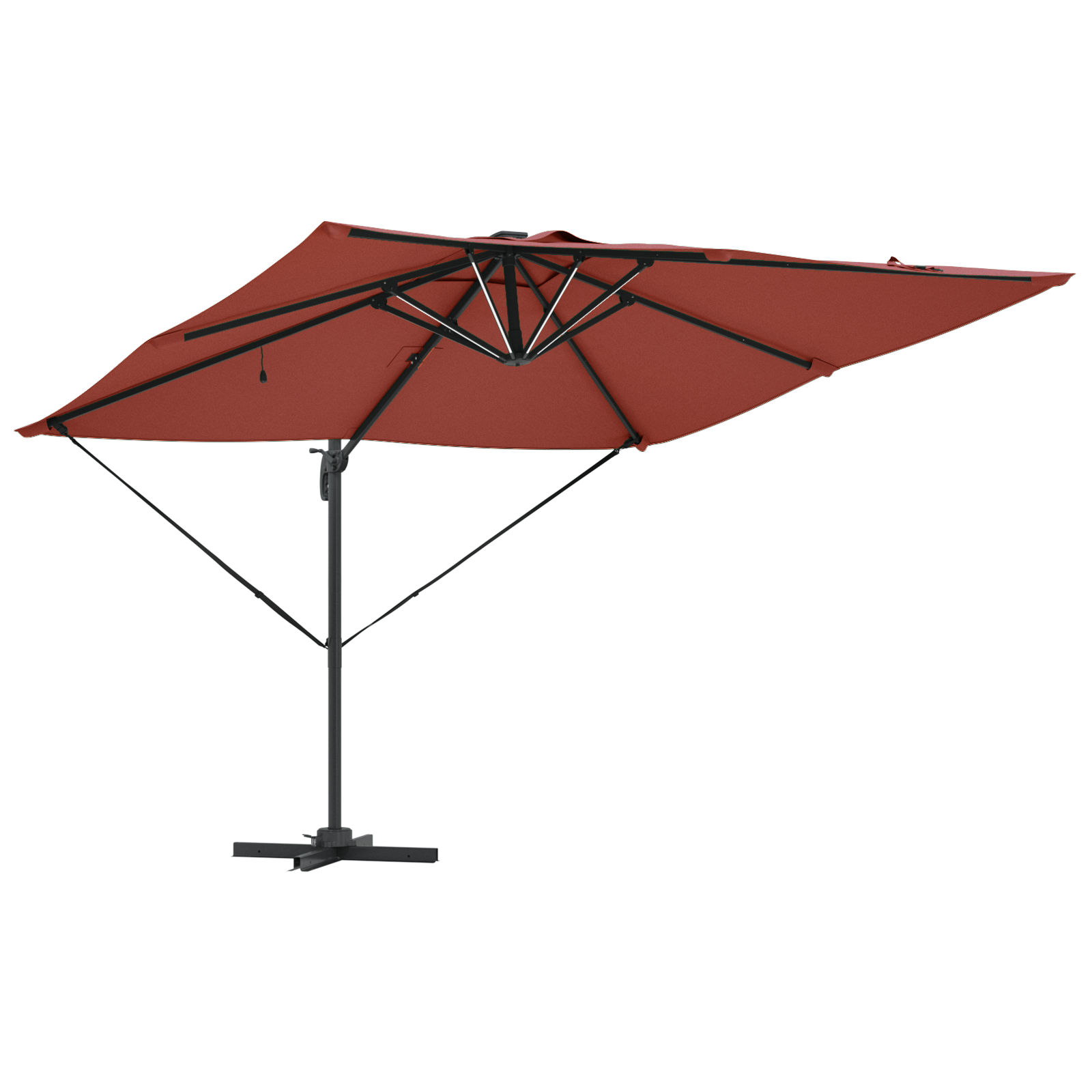 Cantilever Roma Parasol with LEDs Terracotta 286x285x270 cm Aluminium - Image 4