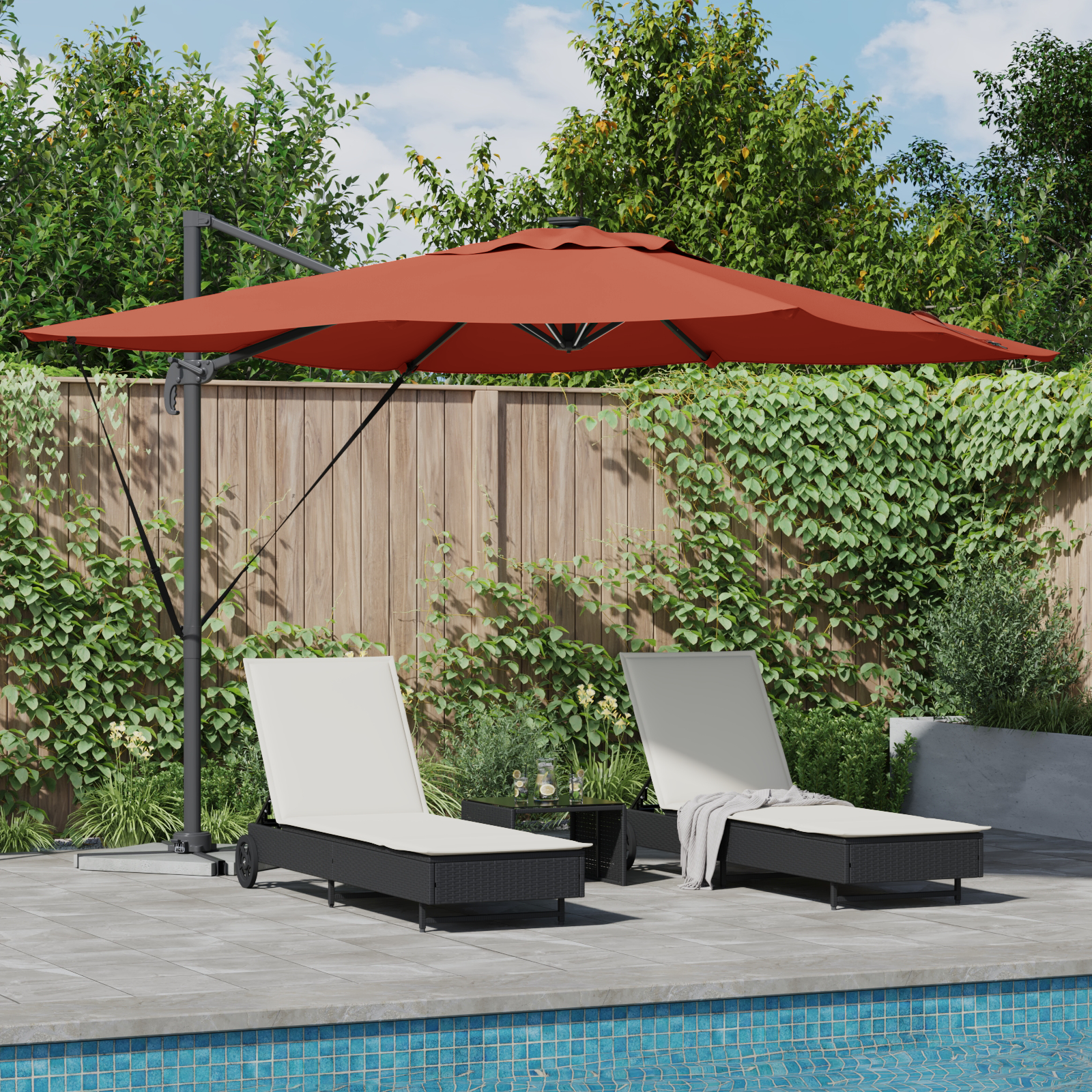 Cantilever Roma Parasol met LED’s Terracotta 286x285x270 cm Aluminium