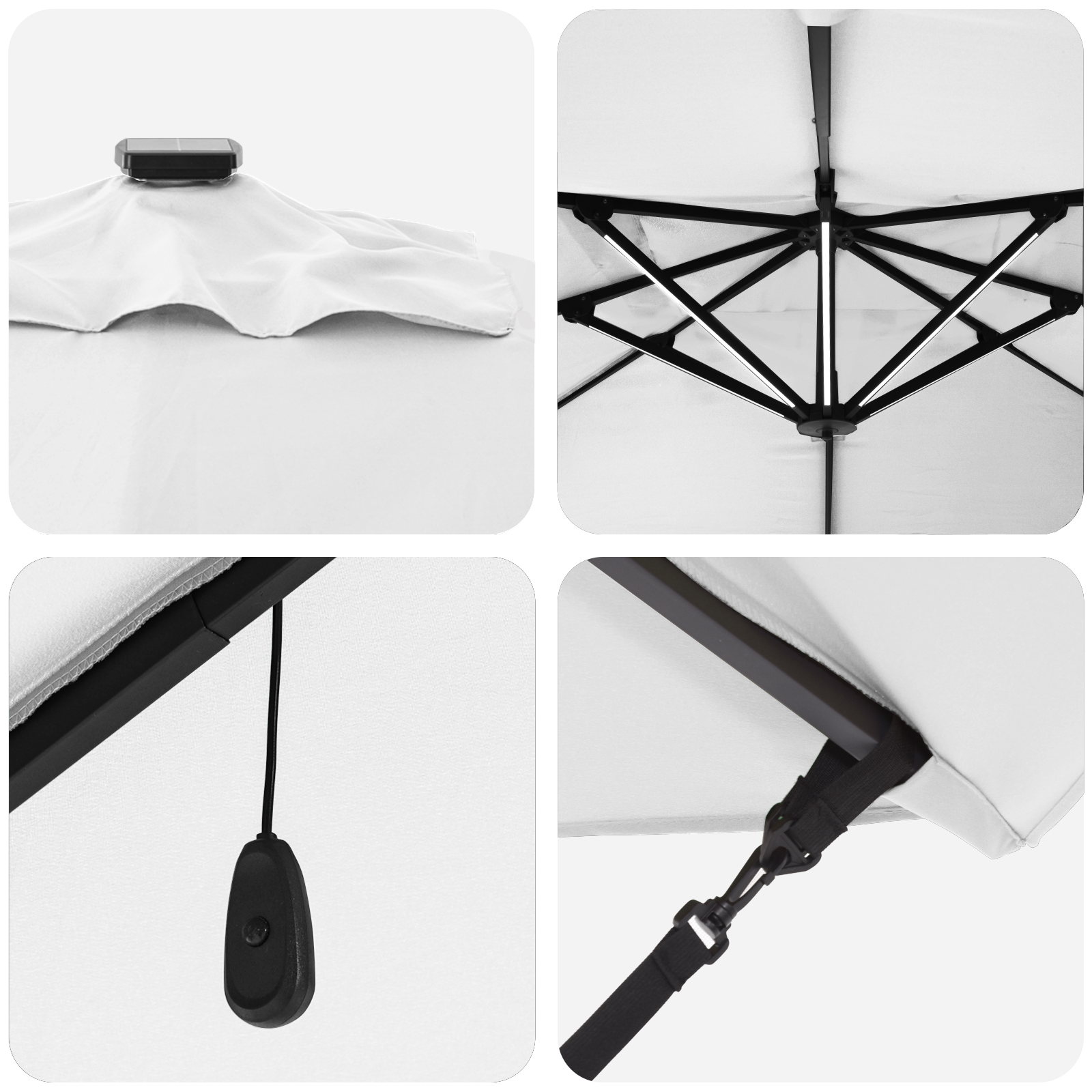 Cantilever Roma Parasol with LEDs Sand 352x251x265 cm Aluminium - Image 8