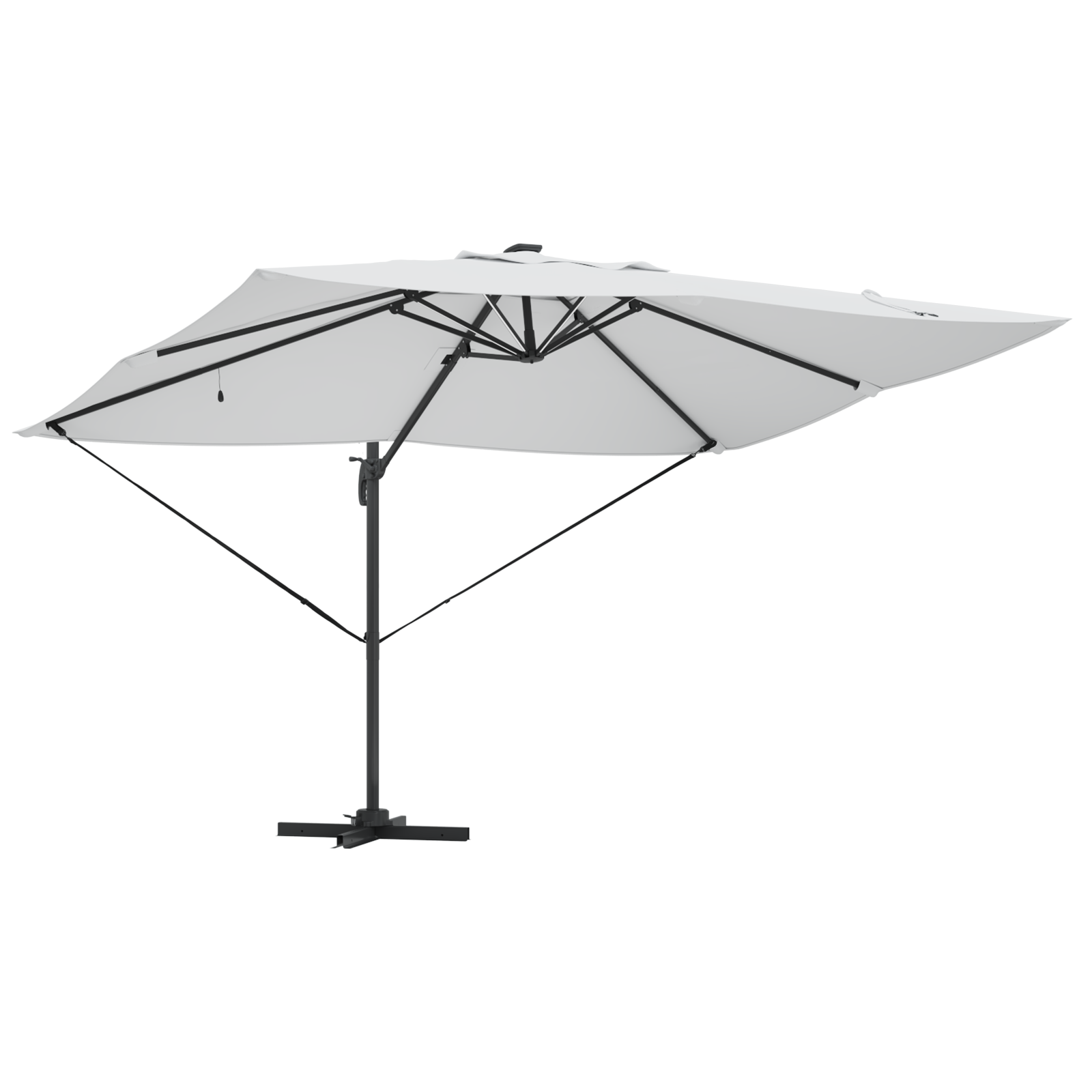 Cantilever Roma Parasol with LEDs Sand 352x251x265 cm Aluminium - Image 4
