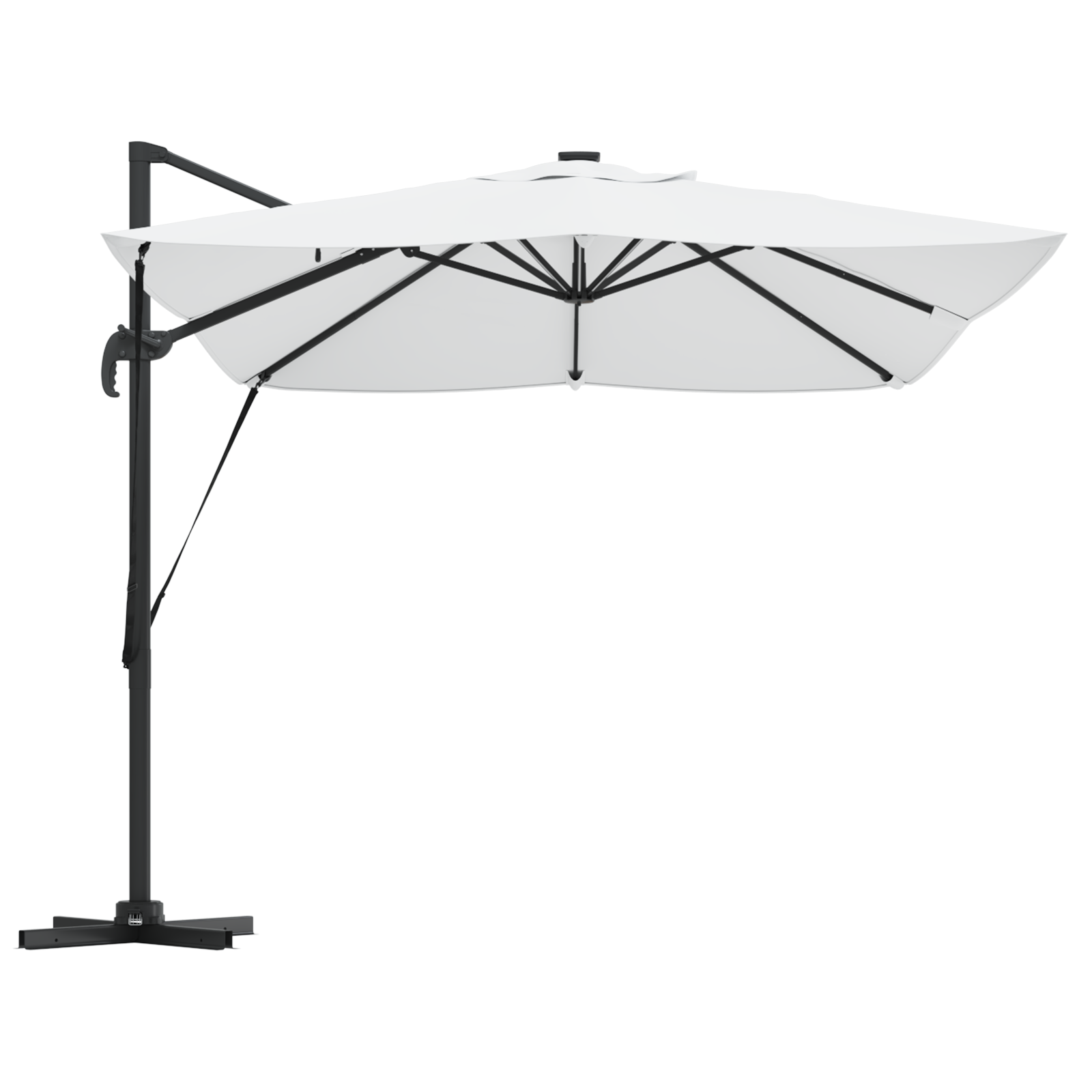 Cantilever Roma Parasol with LEDs Sand 352x251x265 cm Aluminium - Image 6