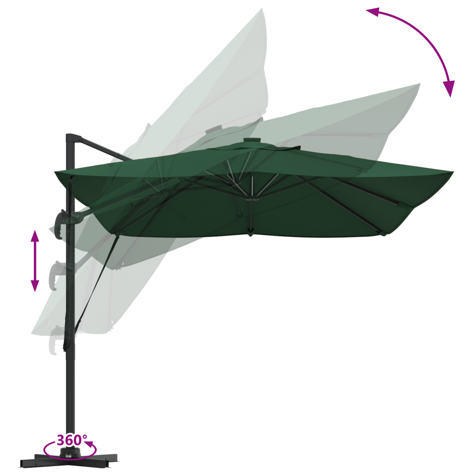 Parasol Groen 352 x 251 x 265 cm Polyester en Aluminium image 12