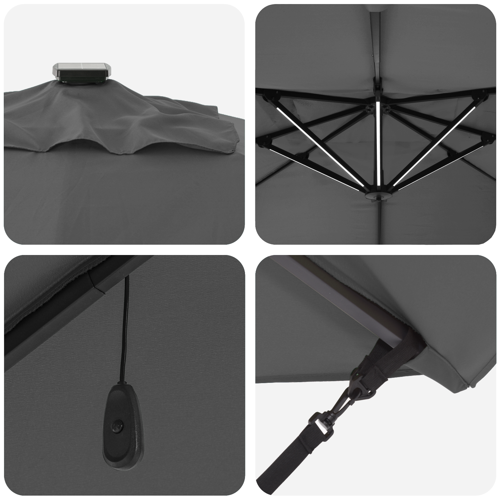 Cantilever Roma Parasol with LEDs Anthracite 352x251x265 cm Aluminium - Image 8