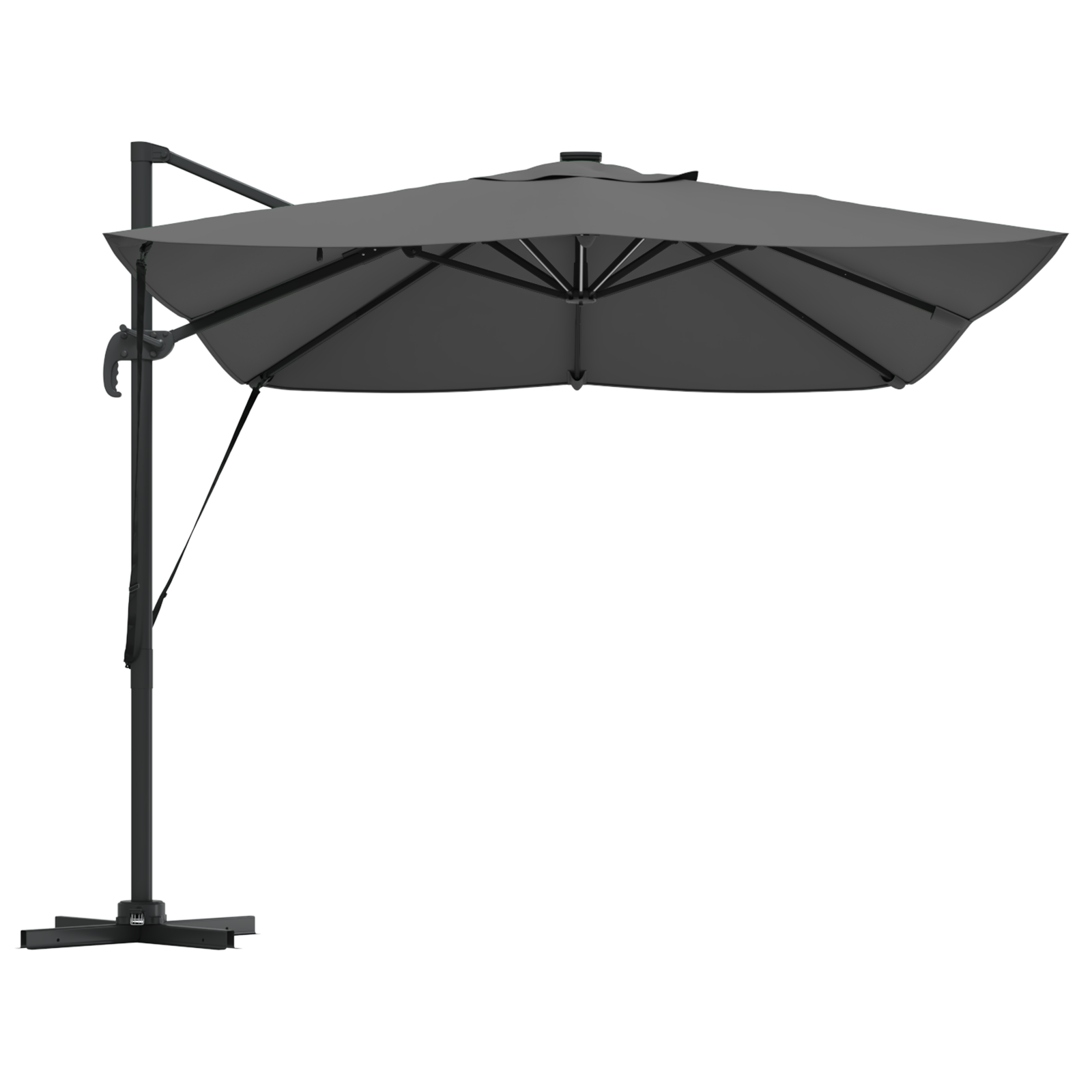 Cantilever Roma Parasol with LEDs Anthracite 352x251x265 cm Aluminium - Image 6