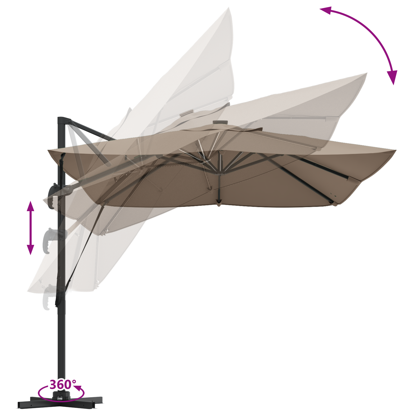 Parasol Taupe 352 x 251 x 265 cm Polyester en Aluminium image 12