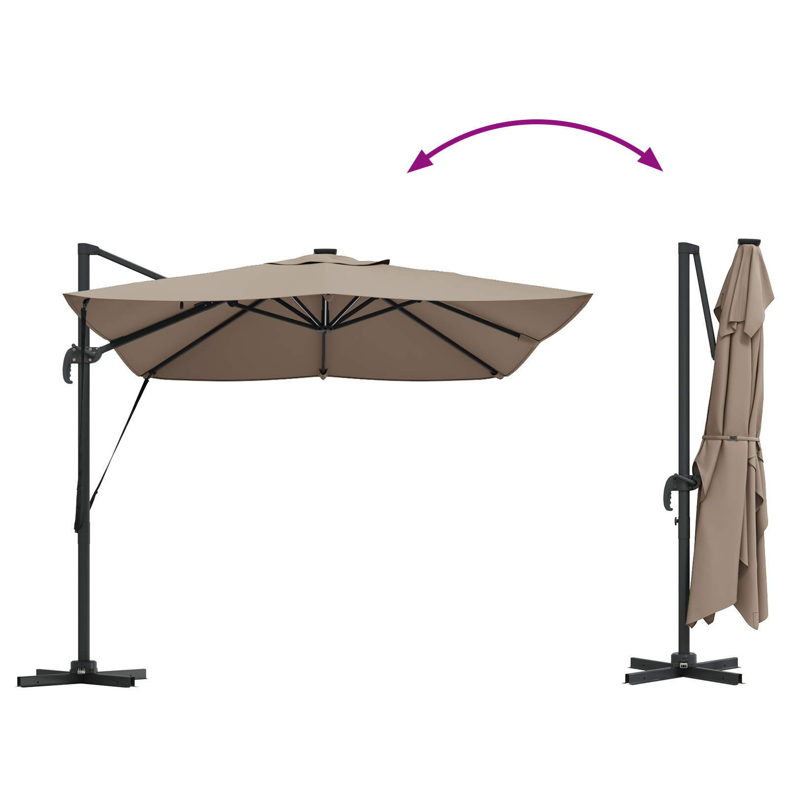 Parasol Taupe 352 x 251 x 265 cm Polyester en Aluminium image 13