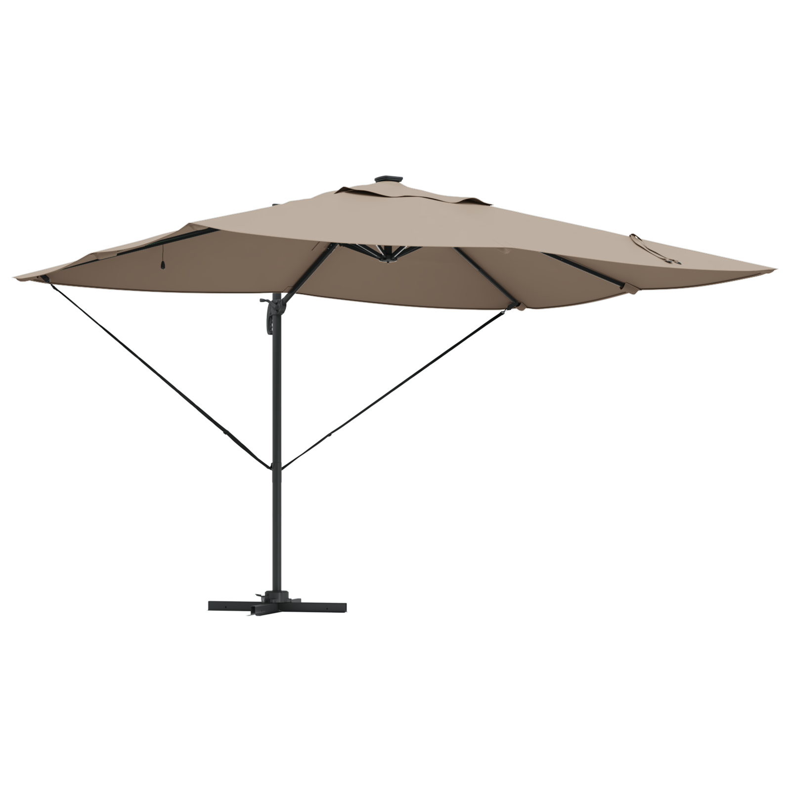 Cantilever Roma Parasol with LEDs Taupe 352x251x265 cm Aluminium - Image 2