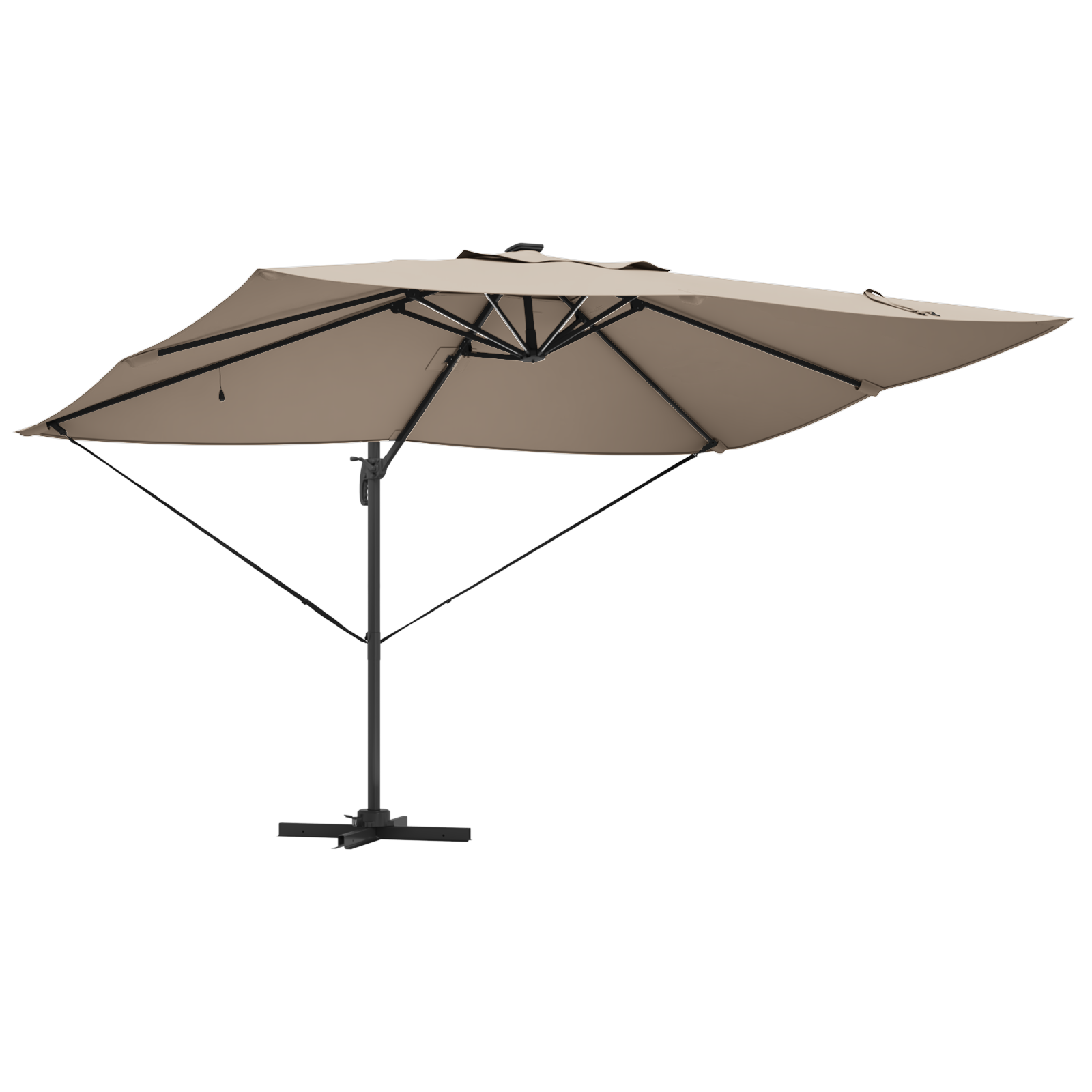Cantilever Roma Parasol with LEDs Taupe 352x251x265 cm Aluminium - Image 4