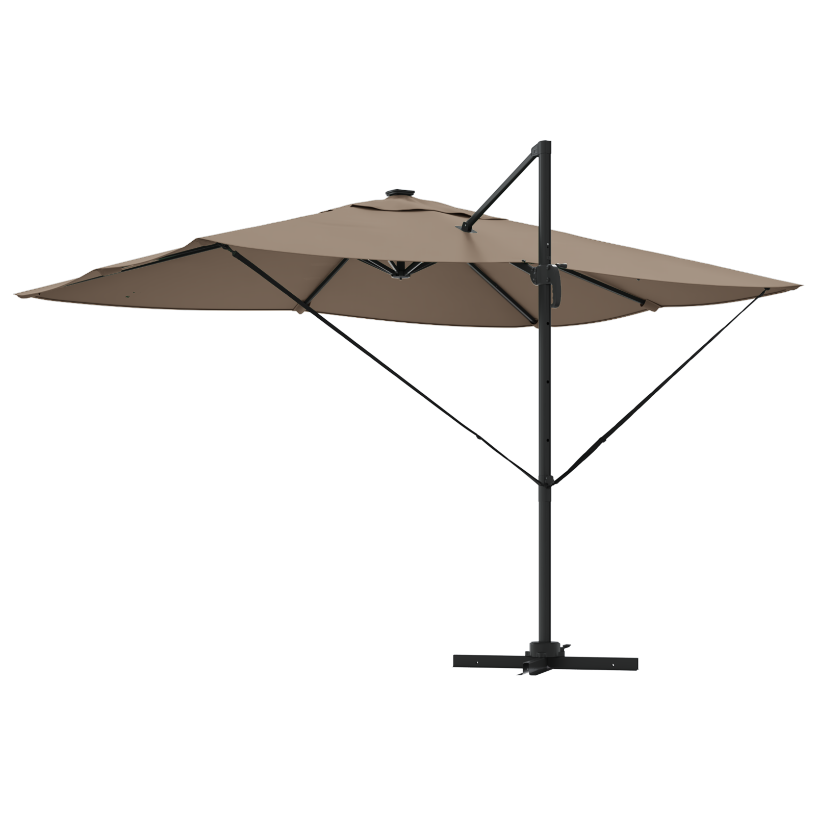 Cantilever Roma Parasol with LEDs Taupe 352x251x265 cm Aluminium - Image 7