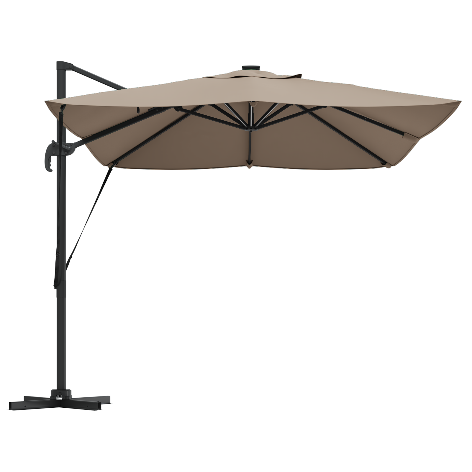 Cantilever Roma Parasol with LEDs Taupe 352x251x265 cm Aluminium - Image 6