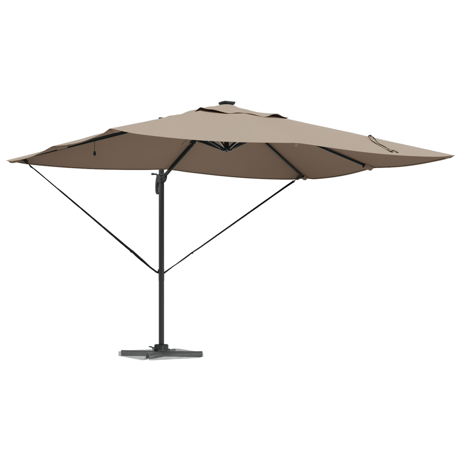 Cantilever Roma Parasol with LEDs Taupe 352x251x265 cm Aluminium - Image 3