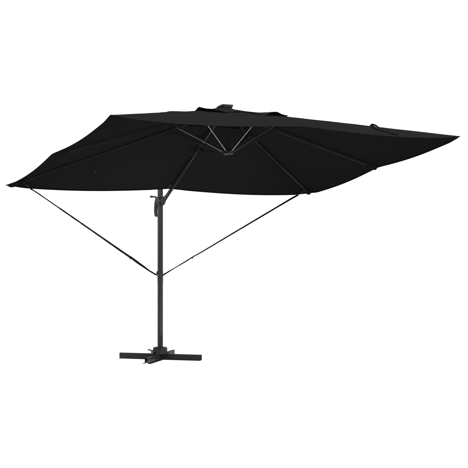 Cantilever Roma Parasol with LEDs Black 352x251x265 cm Aluminium - Image 4