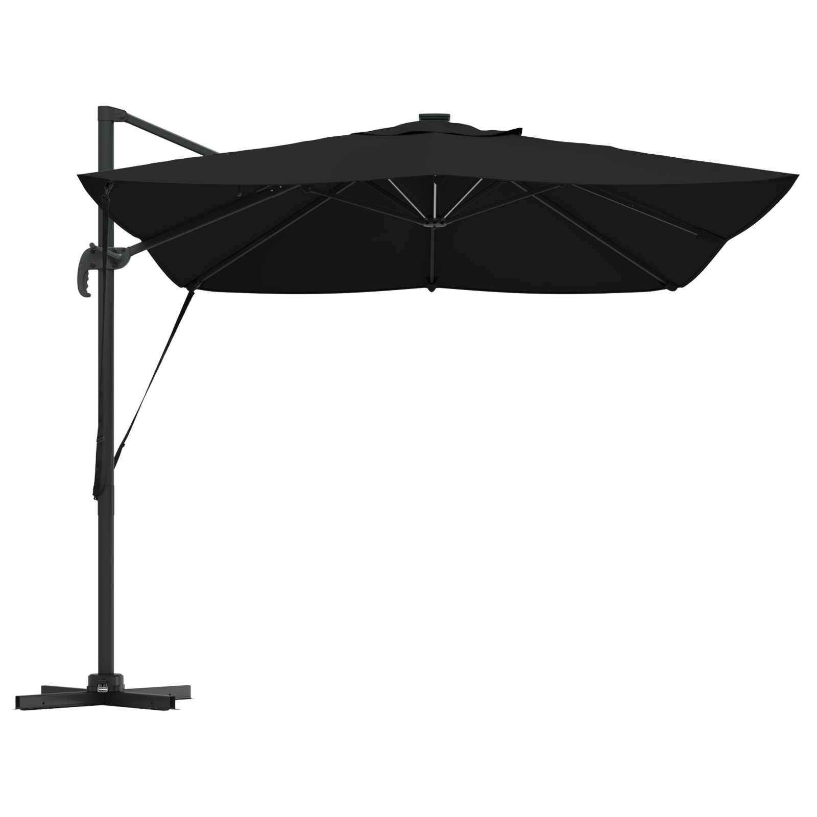 Cantilever Roma Parasol with LEDs Black 352x251x265 cm Aluminium - Image 6