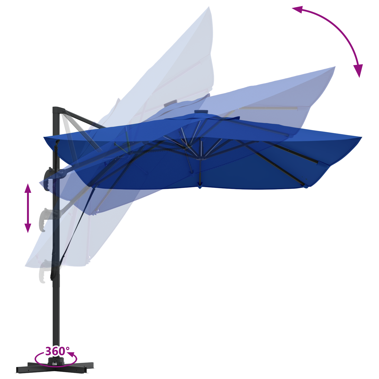 Parasol Azurblauw 352 x 251 x 265 cm Polyester en Aluminium image 12