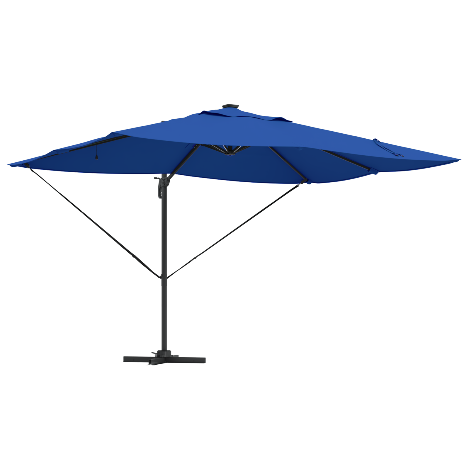 Cantilever Roma Parasol with LEDs Azure Blue 352x251x265 cm Aluminium - Image 2