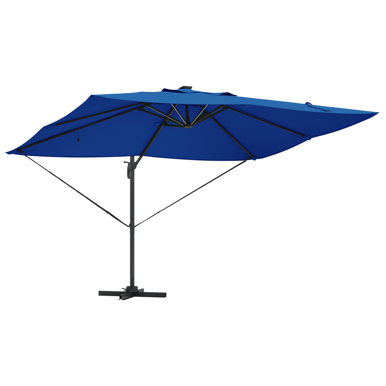 Cantilever Roma Parasol with LEDs Azure Blue 352x251x265 cm Aluminium - Image 4