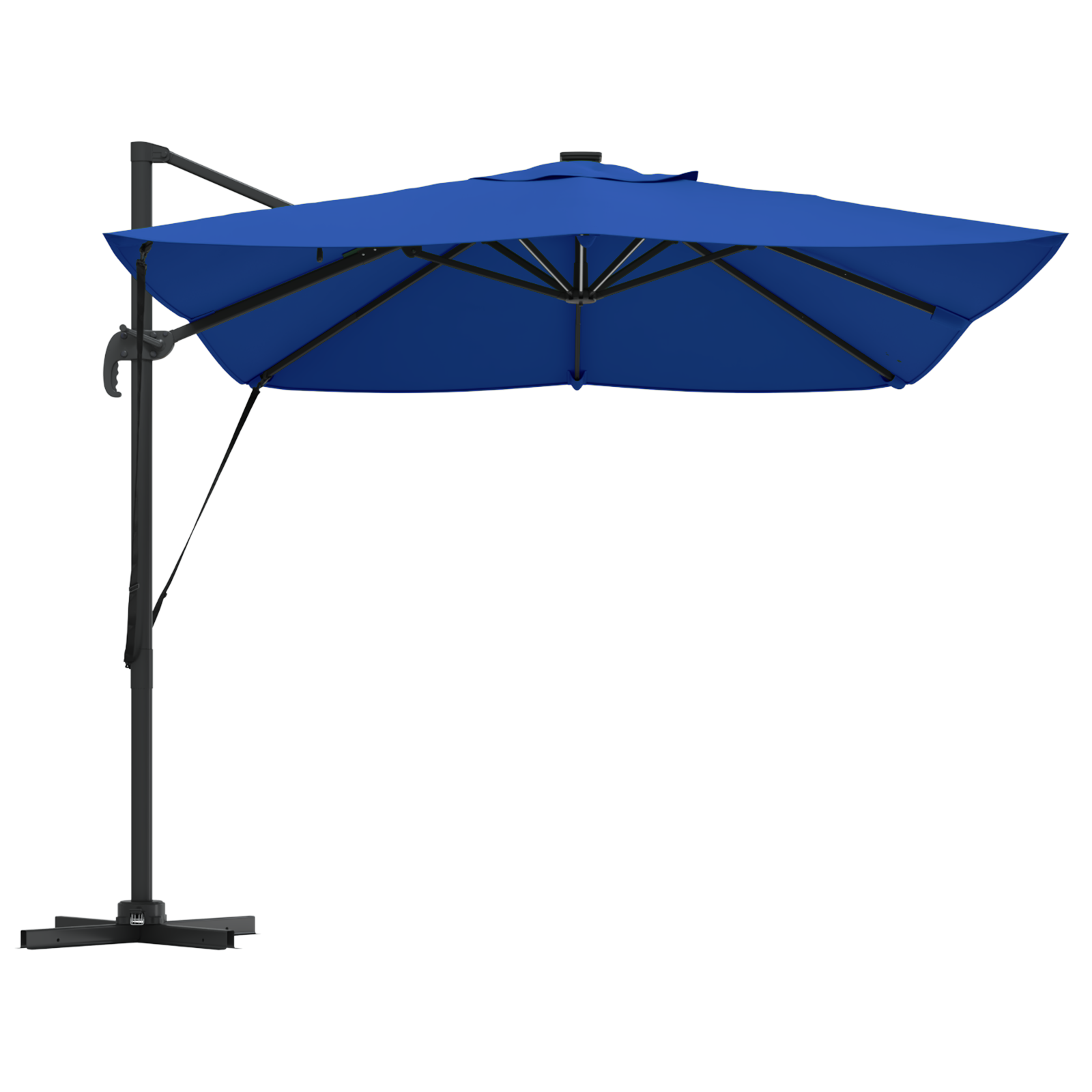 Cantilever Roma Parasol with LEDs Azure Blue 352x251x265 cm Aluminium - Image 6