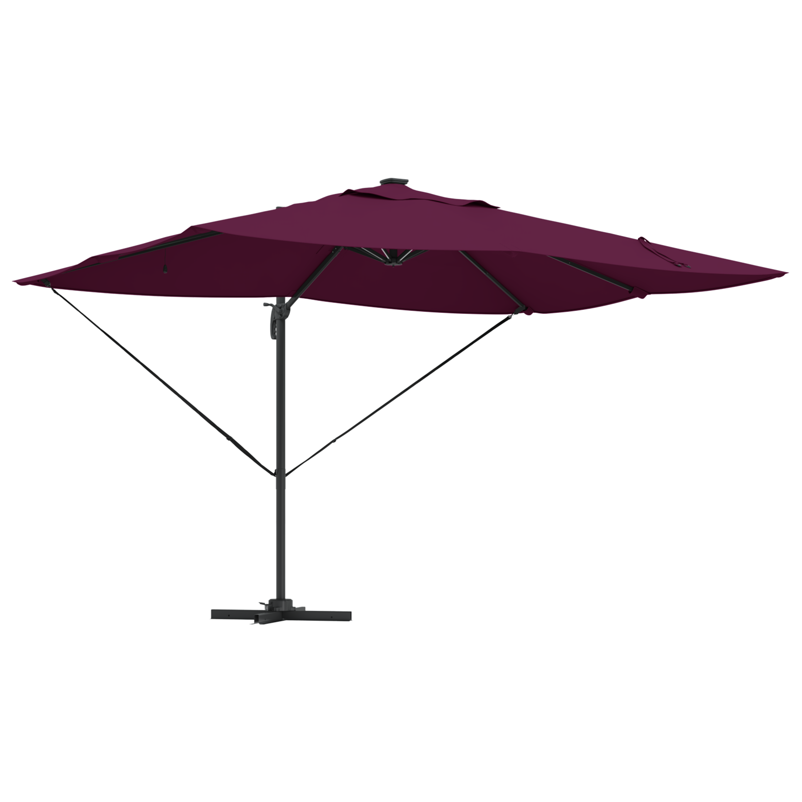 Cantilever Roma Parasol with LEDs Bordeaux Red 352x251x265 cm Aluminium - Image 2