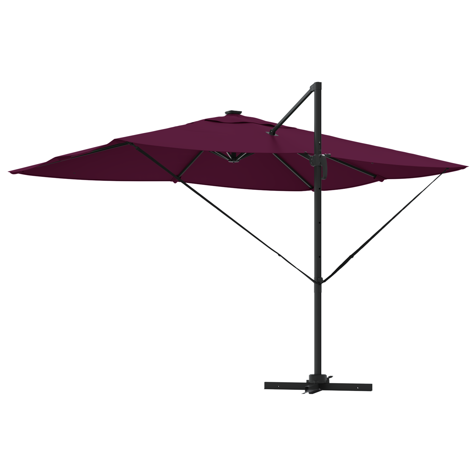 Cantilever Roma Parasol with LEDs Bordeaux Red 352x251x265 cm Aluminium - Image 7