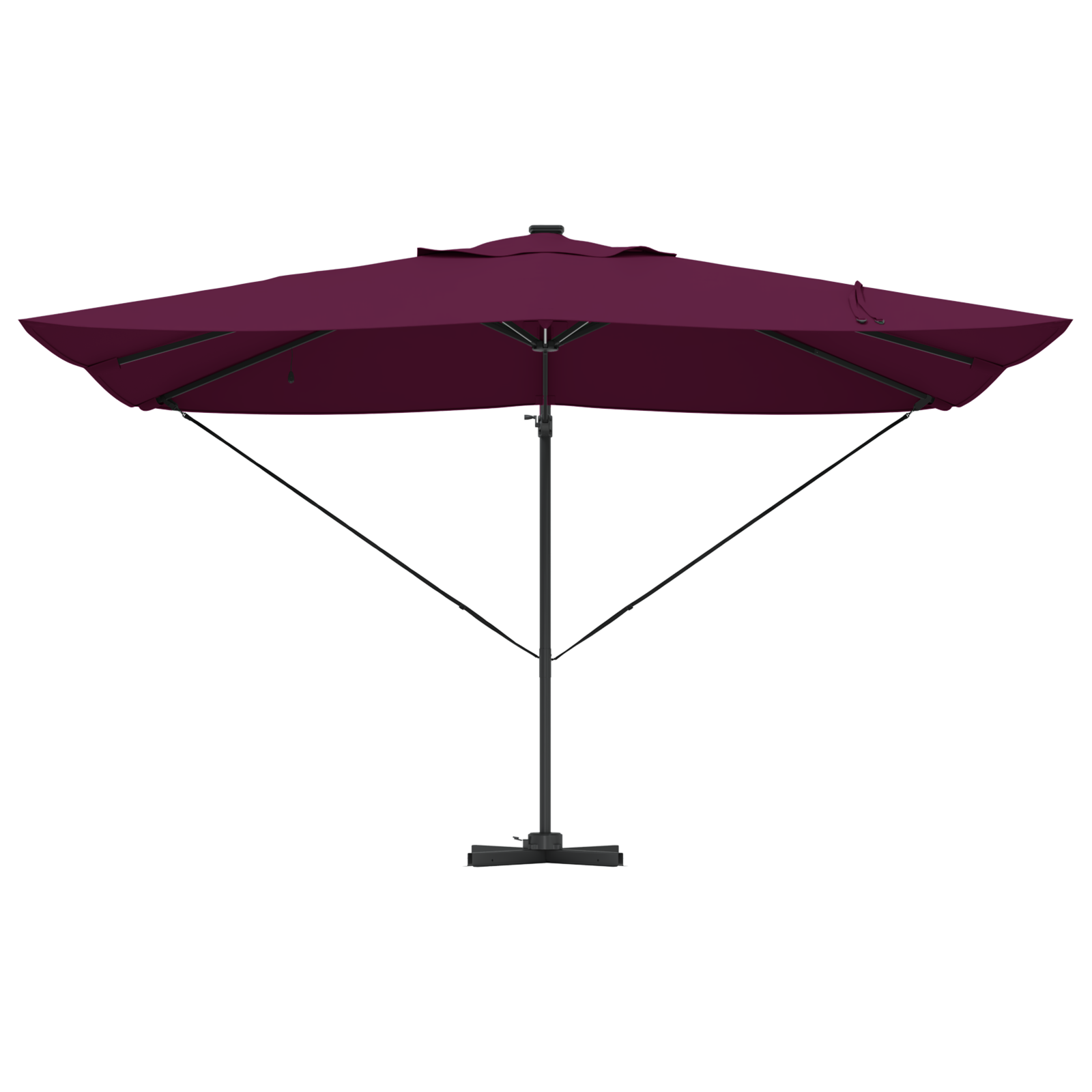 Cantilever Roma Parasol with LEDs Bordeaux Red 352x251x265 cm Aluminium - Image 5