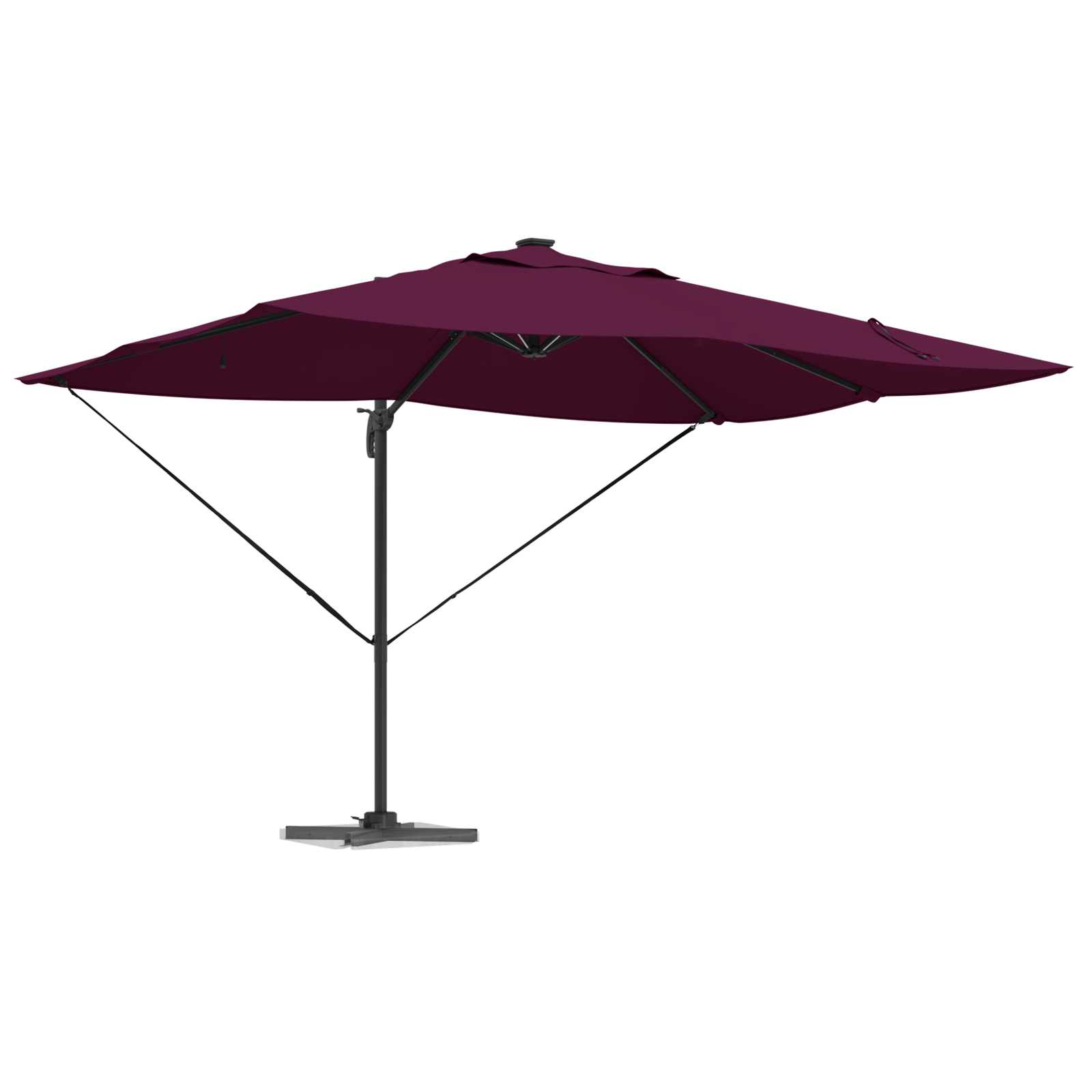Cantilever Roma Parasol with LEDs Bordeaux Red 352x251x265 cm Aluminium - Image 3