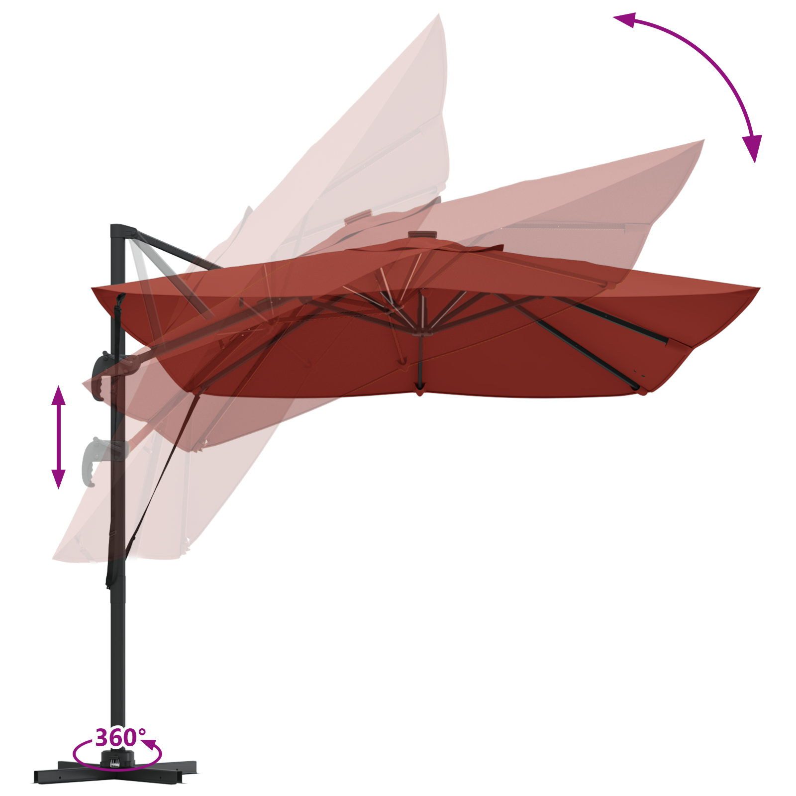 Parasol Terracotta 352 x 251 x 265 cm Polyester en Aluminium image 12