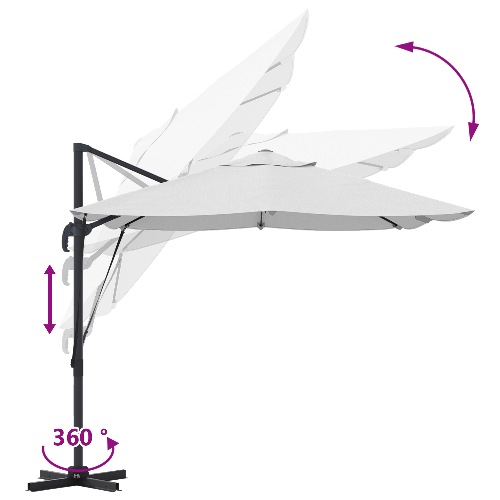 Cantilever Umbrella Sand Polyester Large Tiltable - Image 11