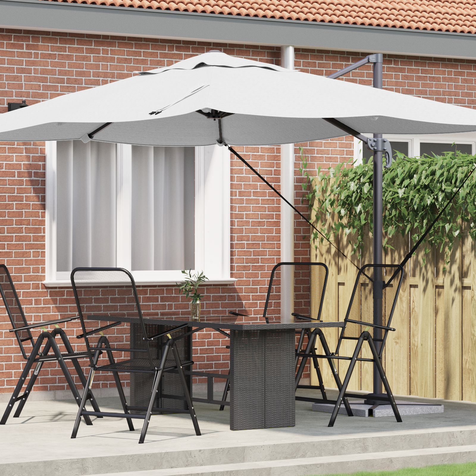 Vrijdragende Parasol Zand Polyester Groot Kantelbaar