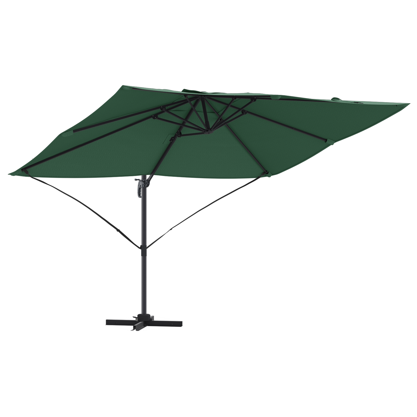 Green Cantilever Umbrella Green Polyester fabric and metal frame - Image 2