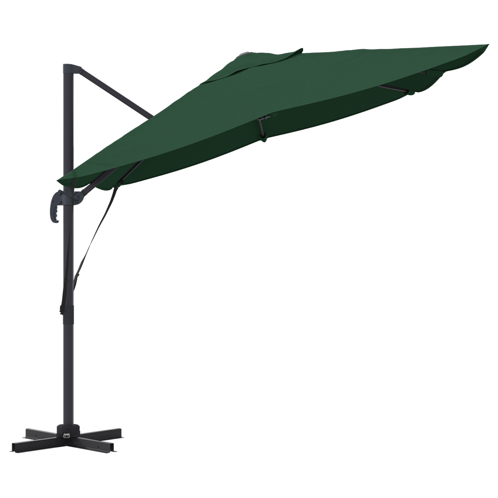Green Cantilever Umbrella Green Polyester fabric and metal frame - Image 6