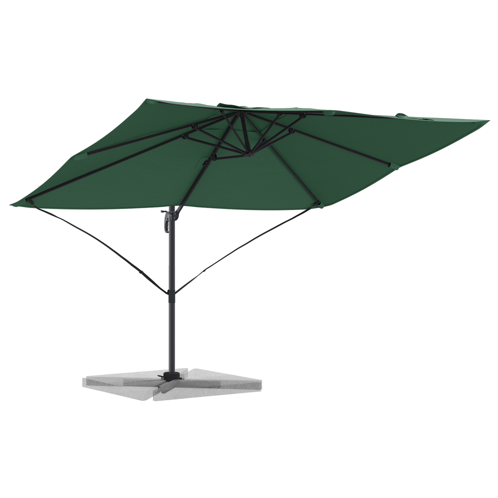 Green Cantilever Umbrella Green Polyester fabric and metal frame - Image 3