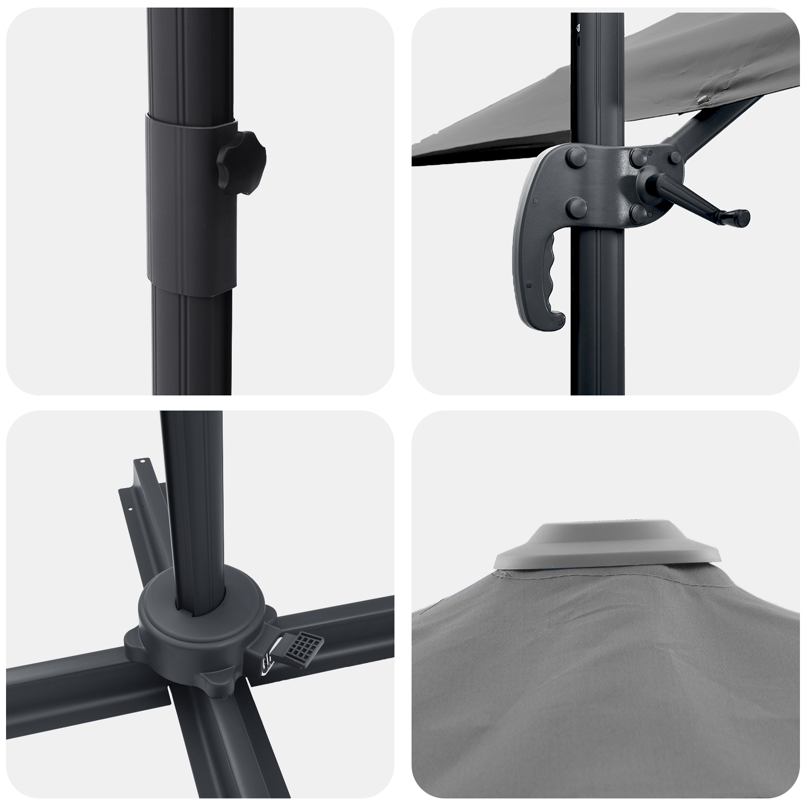 Cantilever Umbrella Anthracite Polyester, Powder-Coated Steel Large - Image 9