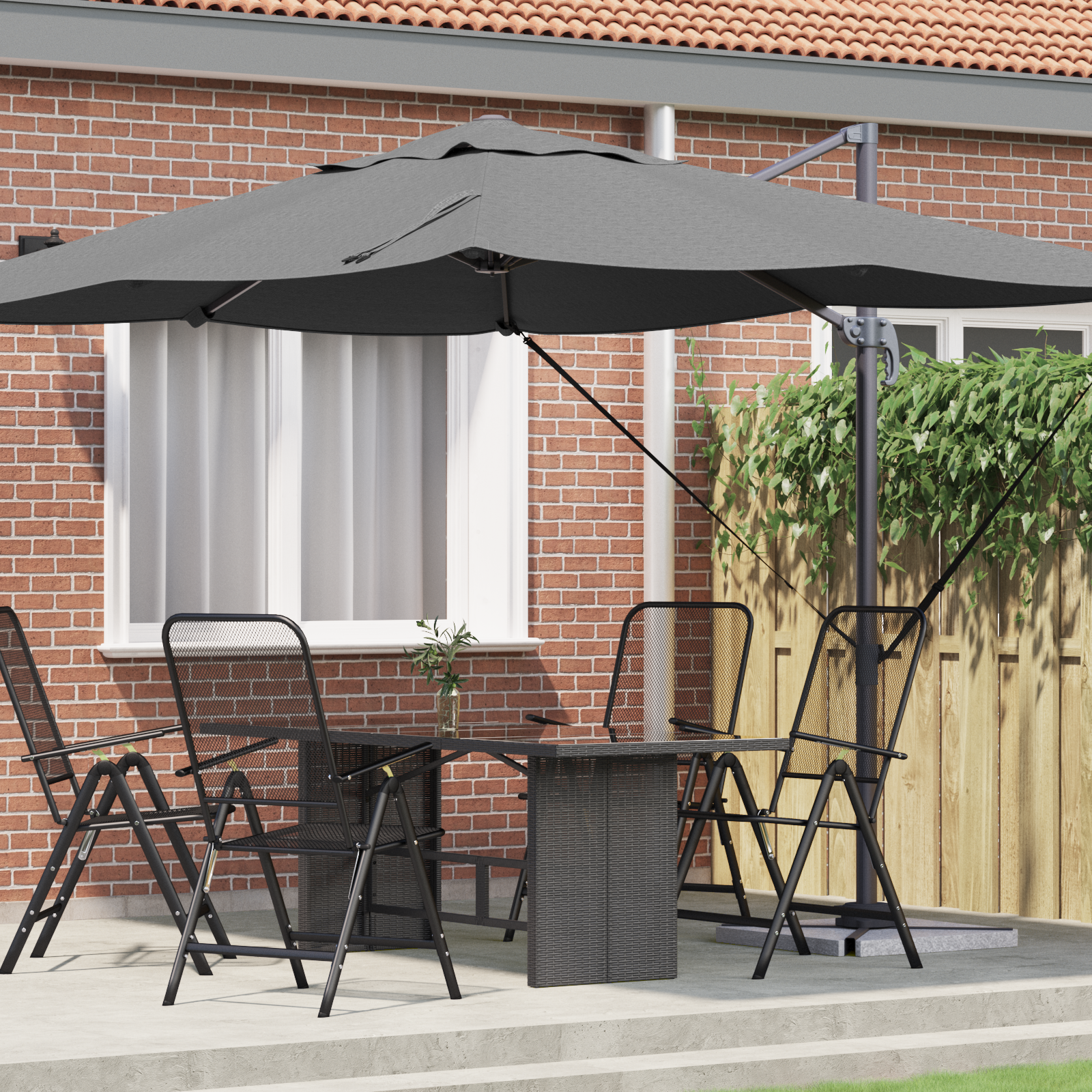 Vrijdragende Parasol Anthraciet Polyester, Gepoedercoat Staal Groot