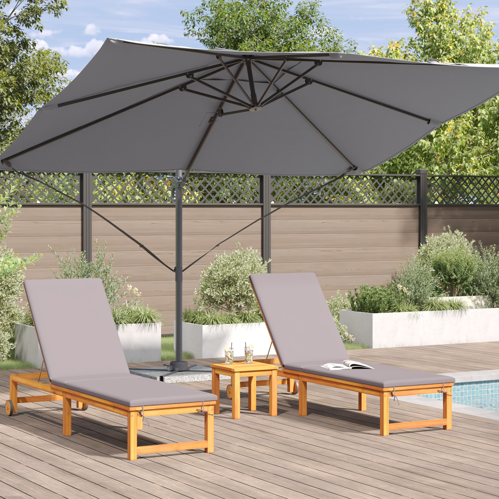 Cantilever Umbrella Anthracite Polyester, Powder-Coated Steel Large - Image 4