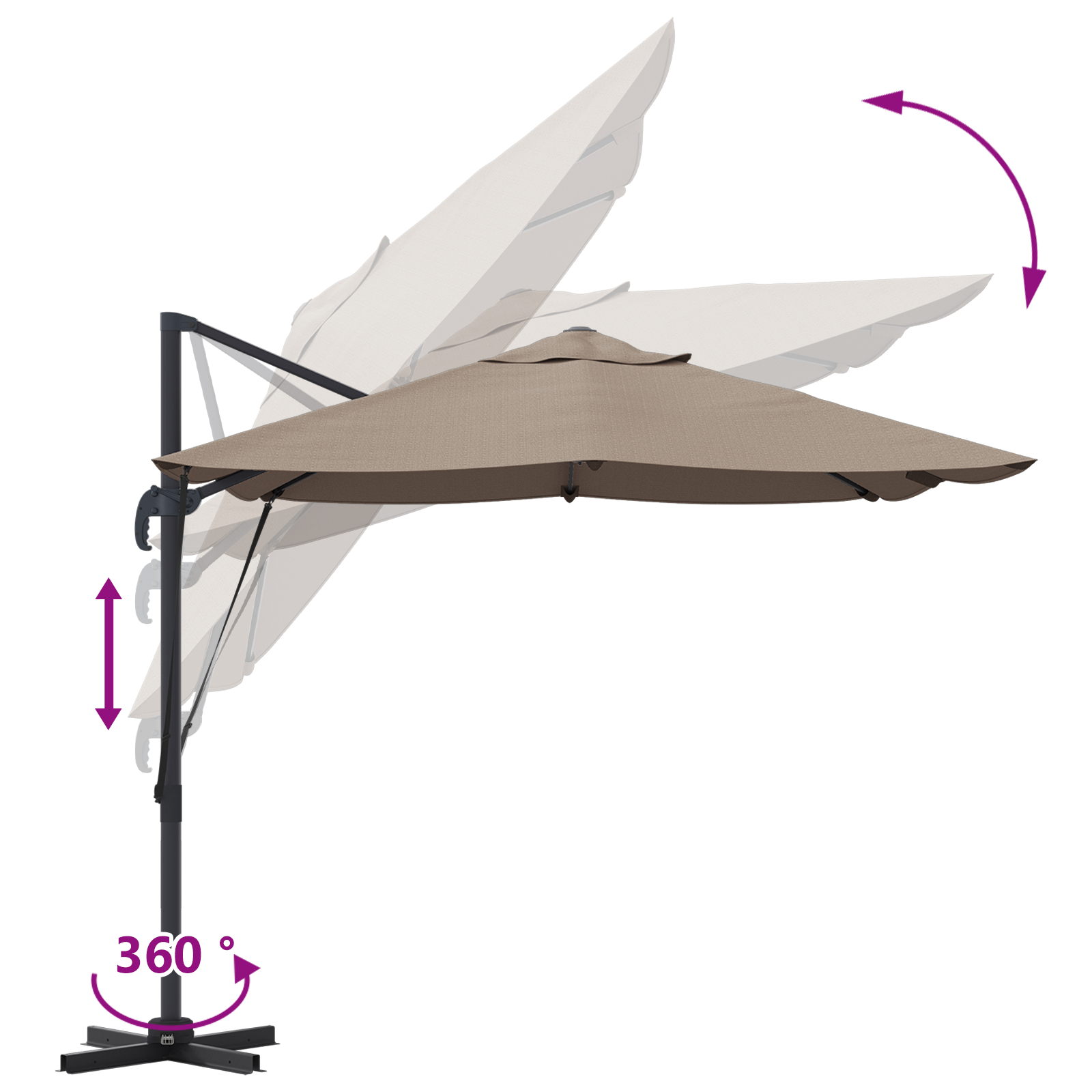 Cantilever Umbrella Taupe Polyester Large Foldable - Image 11