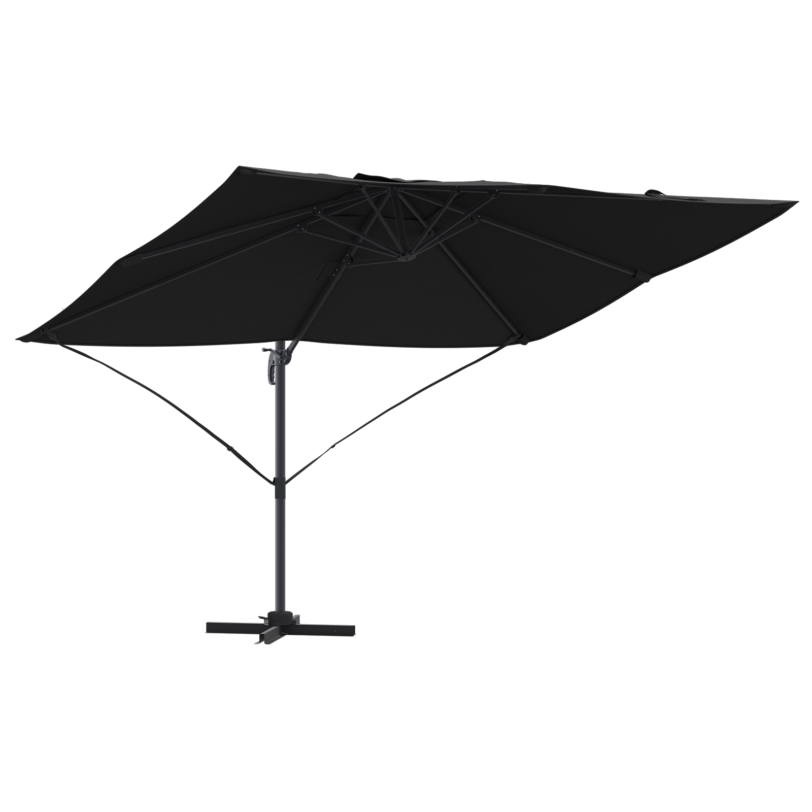 Cantilever Umbrella Black Polyester canopy with metal frame Large - Image 2
