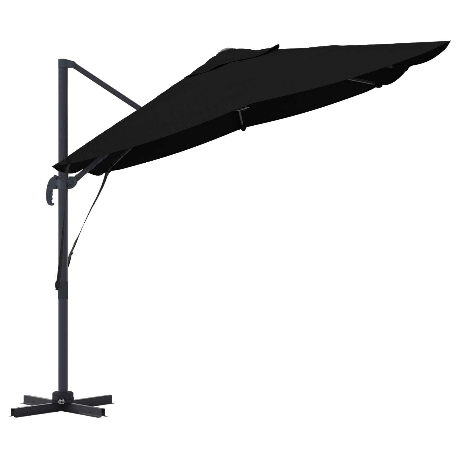 Cantilever Umbrella Black Polyester canopy with metal frame Large - Image 6