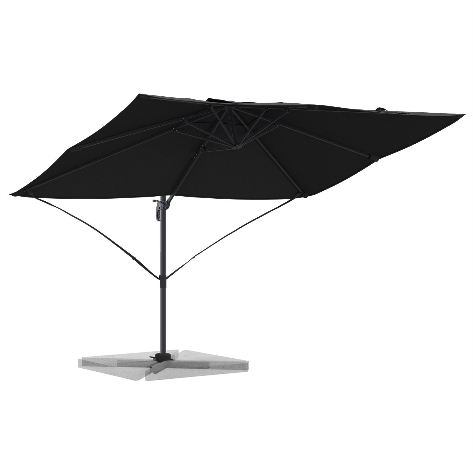 Cantilever Umbrella Black Polyester canopy with metal frame Large - Image 3