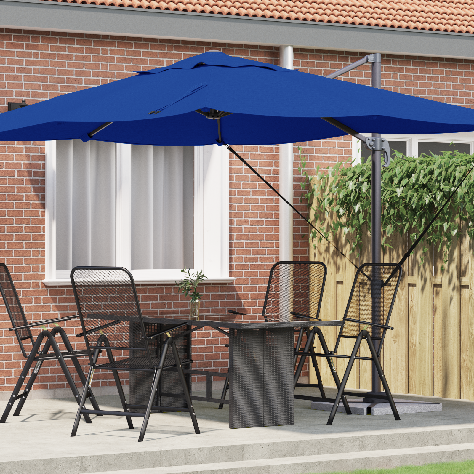 Cantilever Roma Parasol Azure Blauw 352x251x260 cm Aluminium