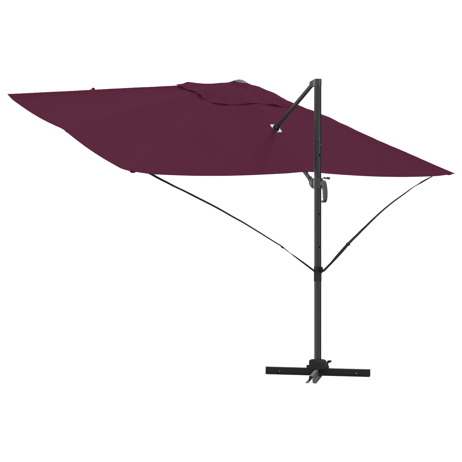 Cantilever Umbrella Bordeaux Red Polyester, Steel Large - Image 8