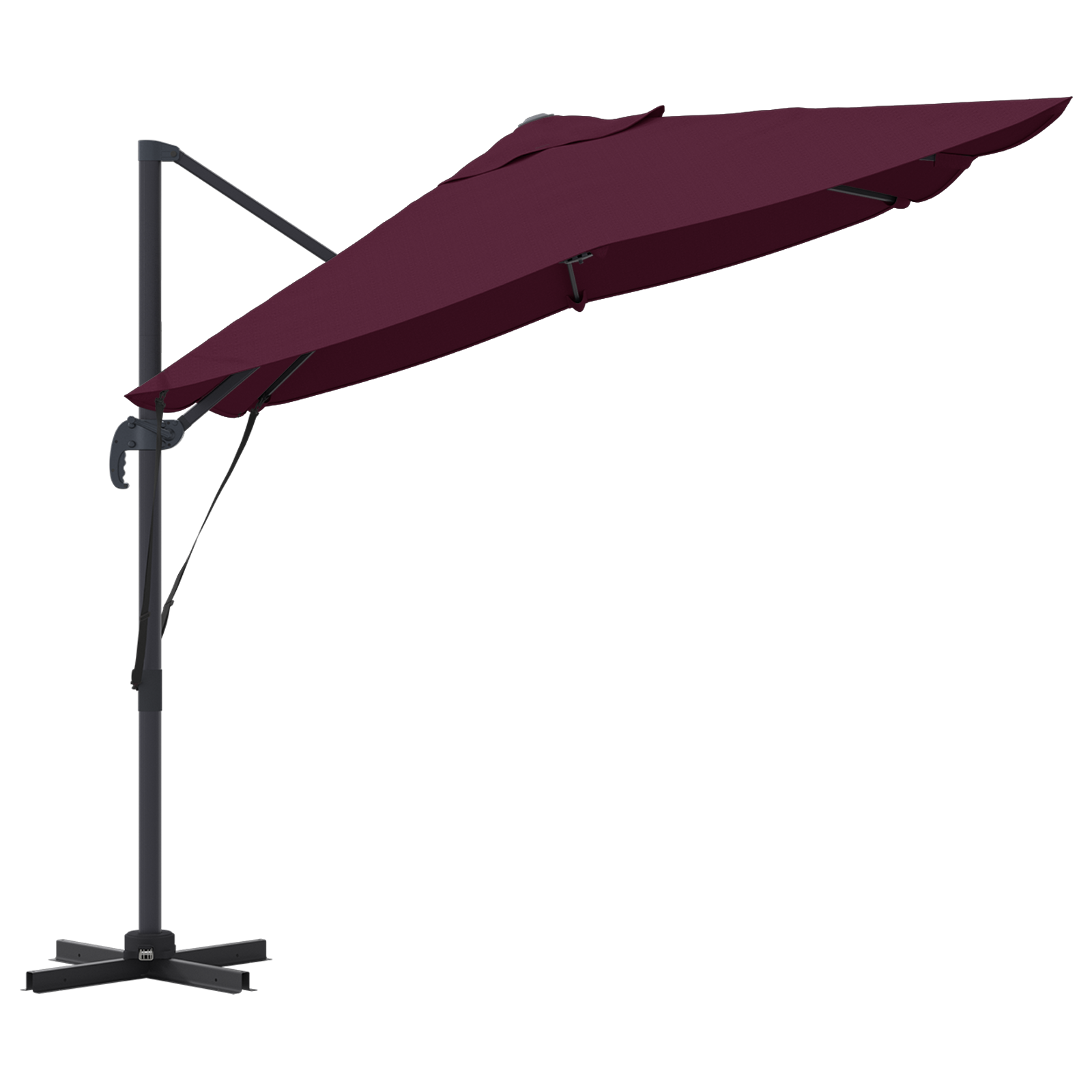 Cantilever Umbrella Bordeaux Red Polyester, Steel Large - Image 6
