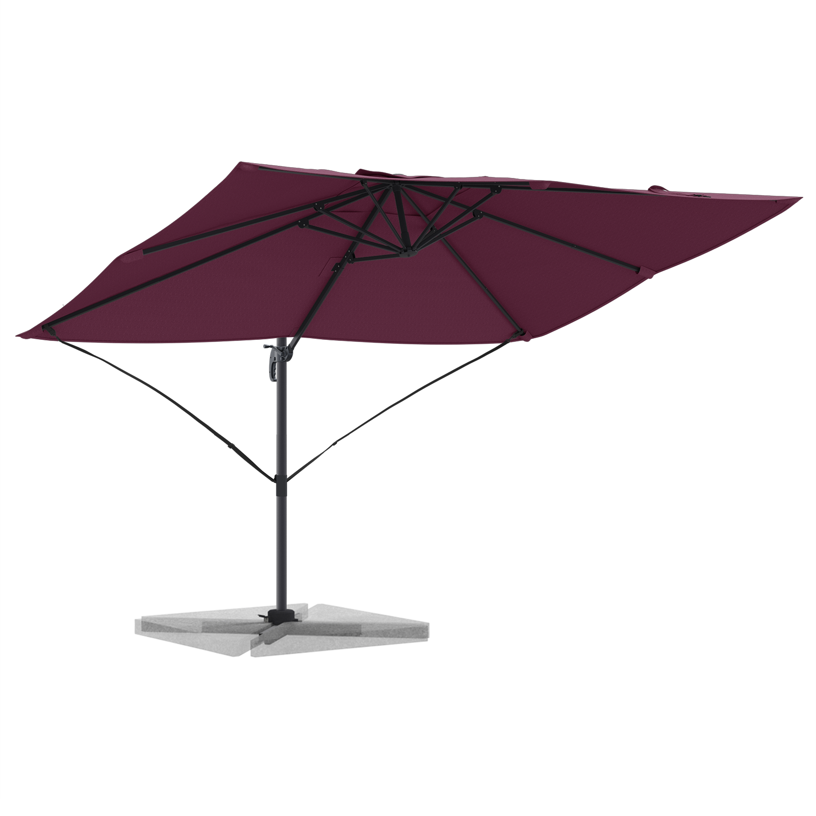 Cantilever Umbrella Bordeaux Red Polyester, Steel Large - Image 3