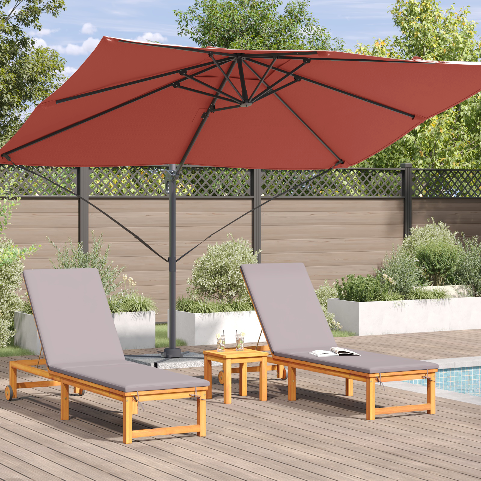 Cantilever Umbrella Terracotta Polyester, Steel Large - Image 4